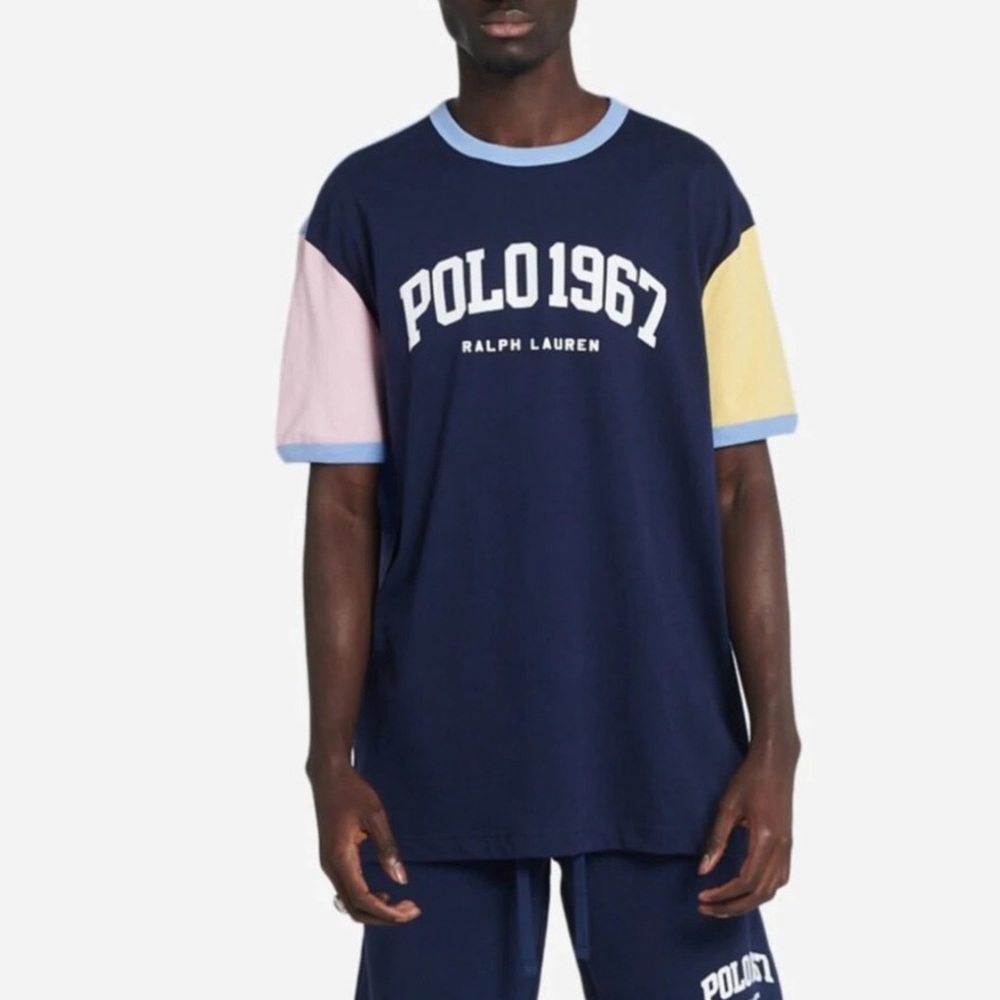 Polo Ralph Lauren tee navy Classic Fit Oversized Hem Logo T-Shirt short sleeve
